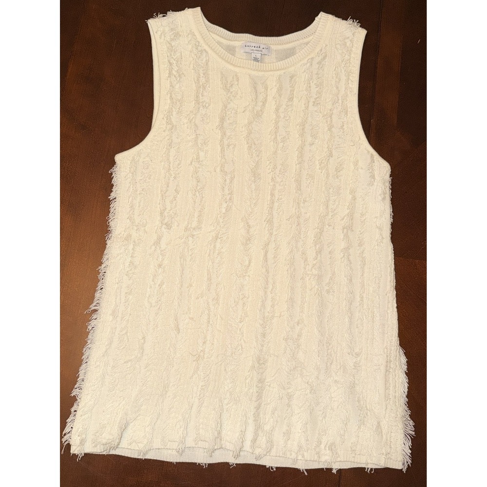 Current Air Los Angeles White Sleeveless Shirt Flapper Style Fringe Sz L